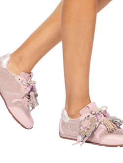 KG Kurt Geiger Lennon Suede Embellished Trainers, Pink Multi Pink - view 2, Pink Multi Pink