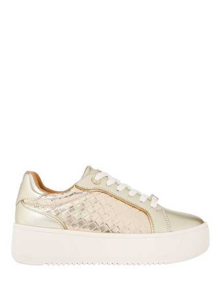 KG Kurt Geiger Lighter Weave Trainers, Gold, Gold