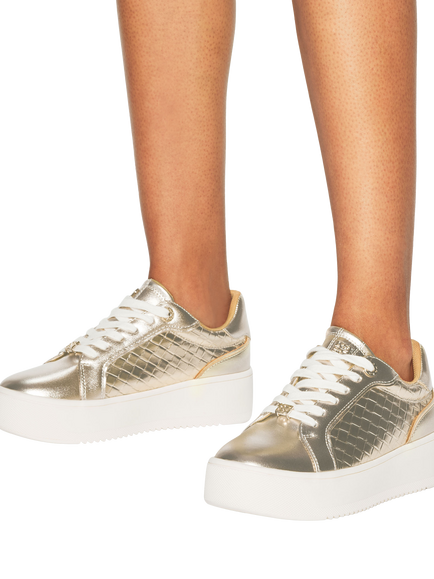 KG Kurt Geiger Lighter Weave Trainers, Gold - view 2, Gold