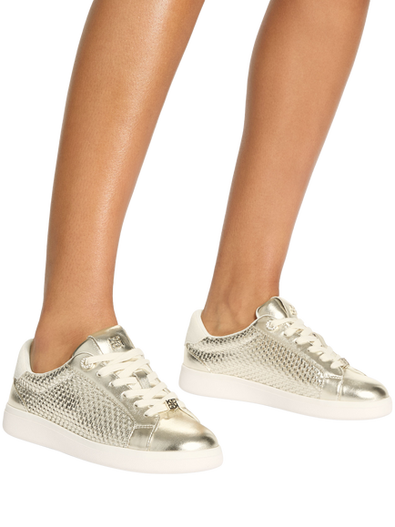 KG Kurt Geiger Liza Weave Trainers, Gold - view 2, Gold