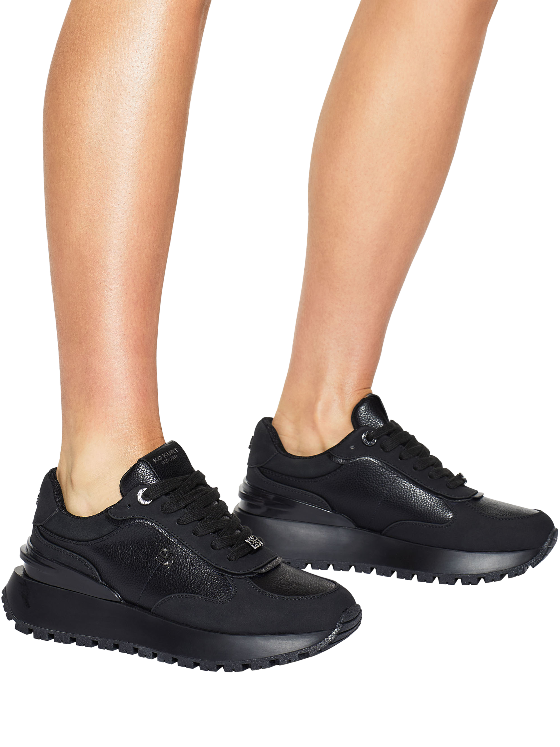 Product image 2 of 5, which shows KG Kurt Geiger Louisa Lace Up Flatform Trainers, Black, 3