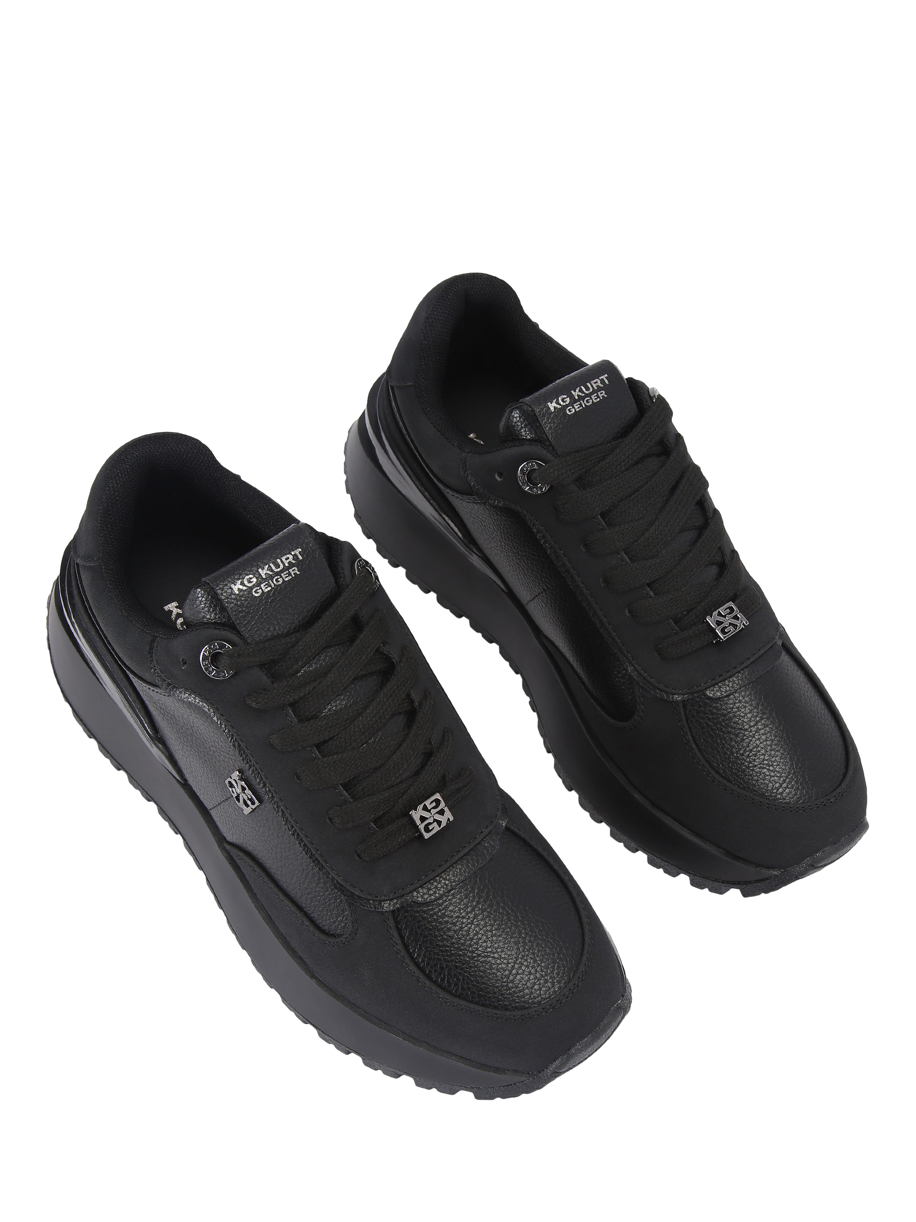 Product image 3 of 5, which shows KG Kurt Geiger Louisa Lace Up Flatform Trainers, Black, 3