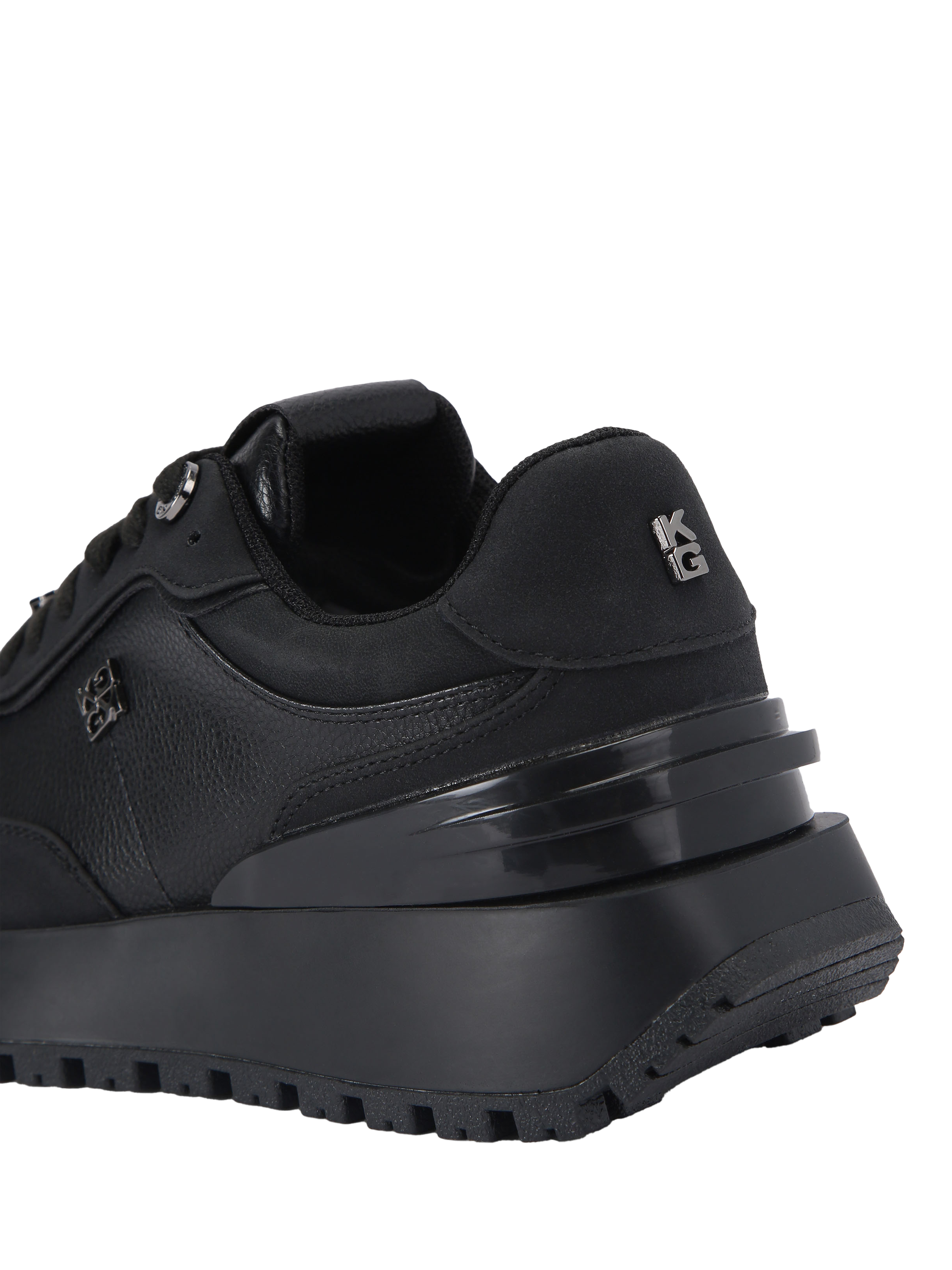 Product image 4 of 5, which shows KG Kurt Geiger Louisa Lace Up Flatform Trainers, Black, 3