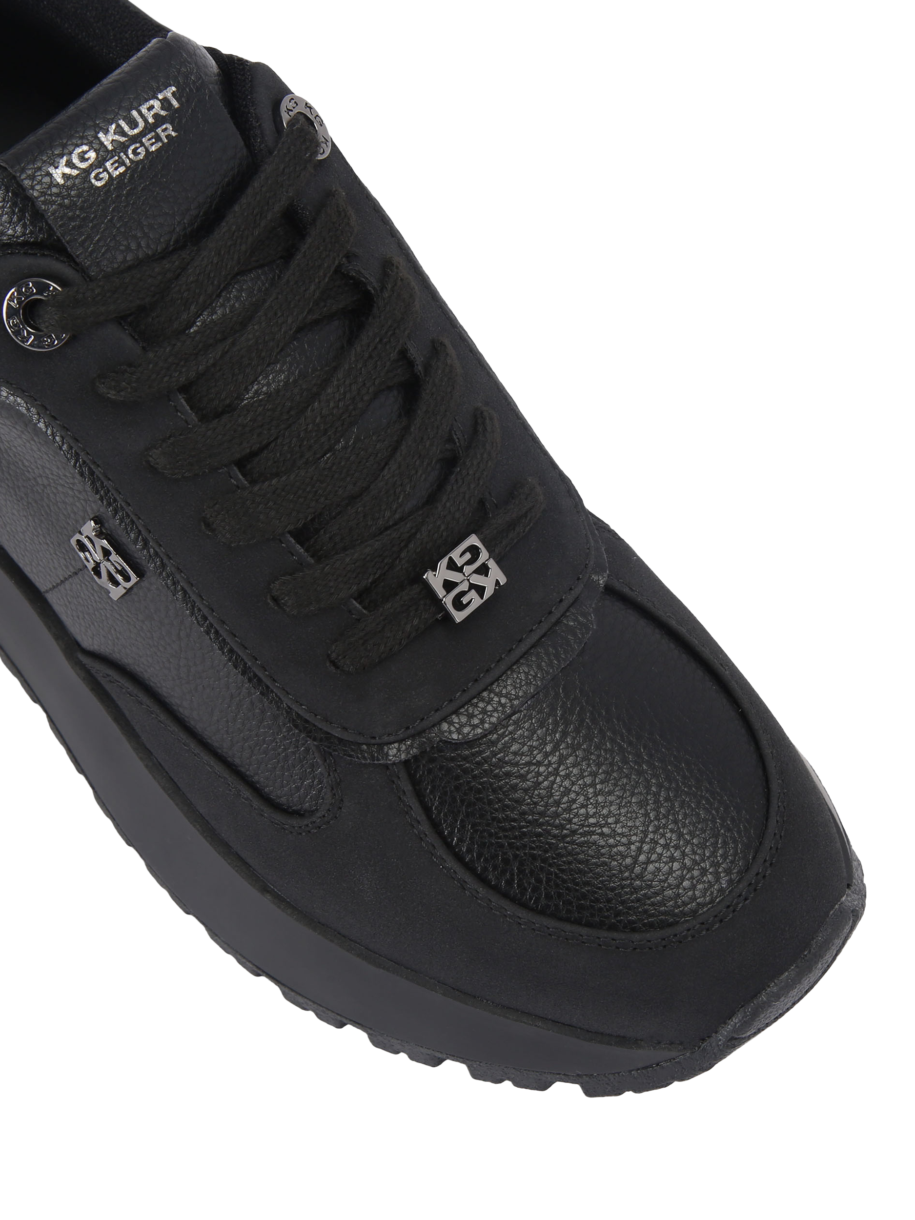 Product image 5 of 5, which shows KG Kurt Geiger Louisa Lace Up Flatform Trainers, Black, 3