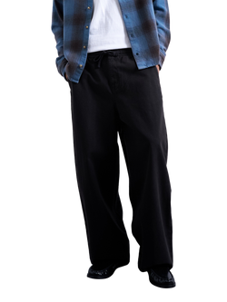 Topman Cotton Herringbone Trousers, Black