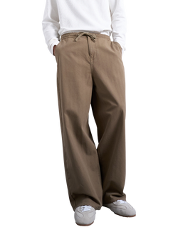 Topman Herringbone Relaxed Fit Trousers, Khaki, Khaki