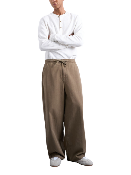 Topman Herringbone Relaxed Fit Trousers, Khaki - view 2, Khaki