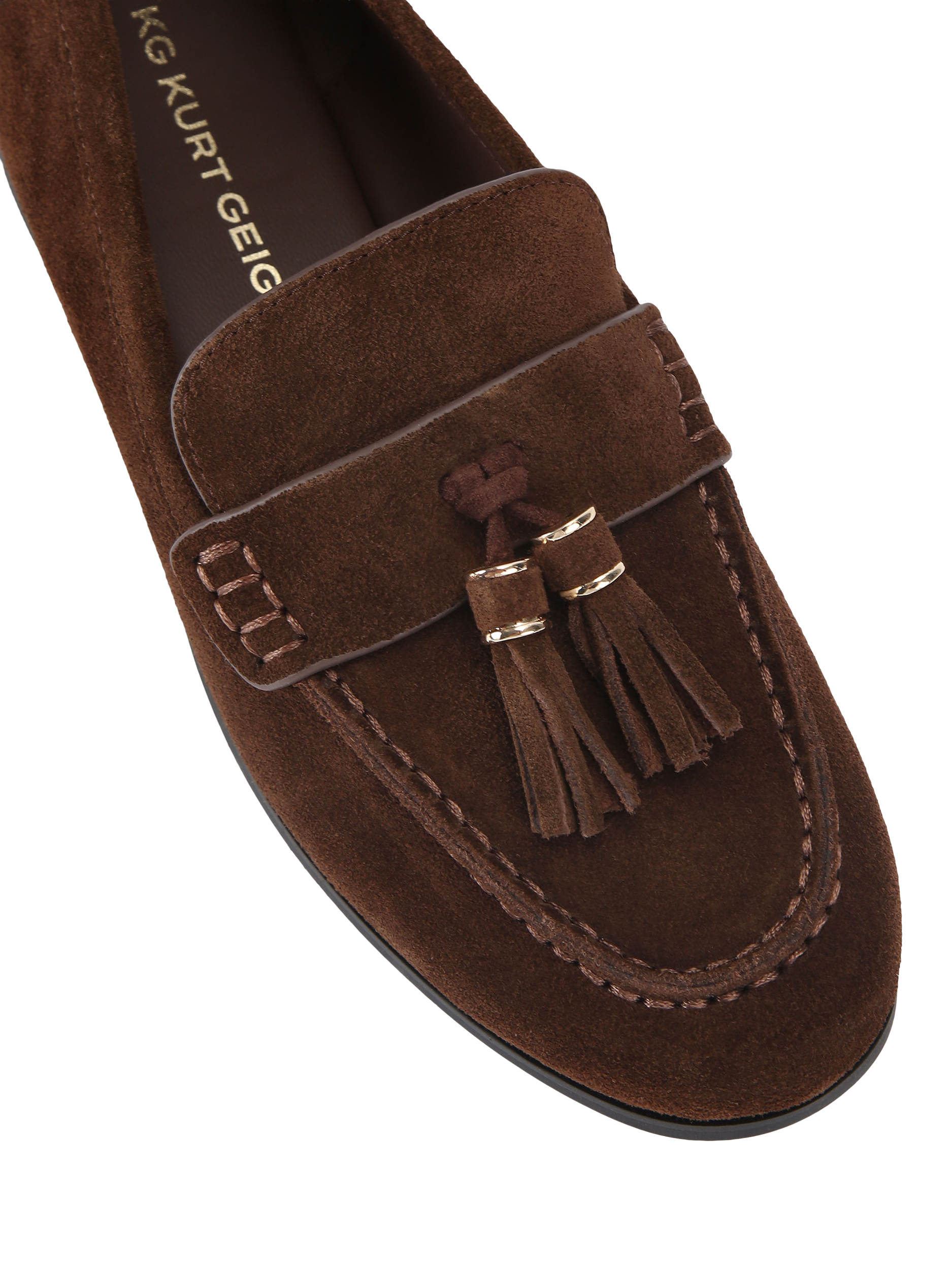 Product image 5 of 5, which shows KG Kurt Geiger Mardy Suede Loafers, Brown, 3