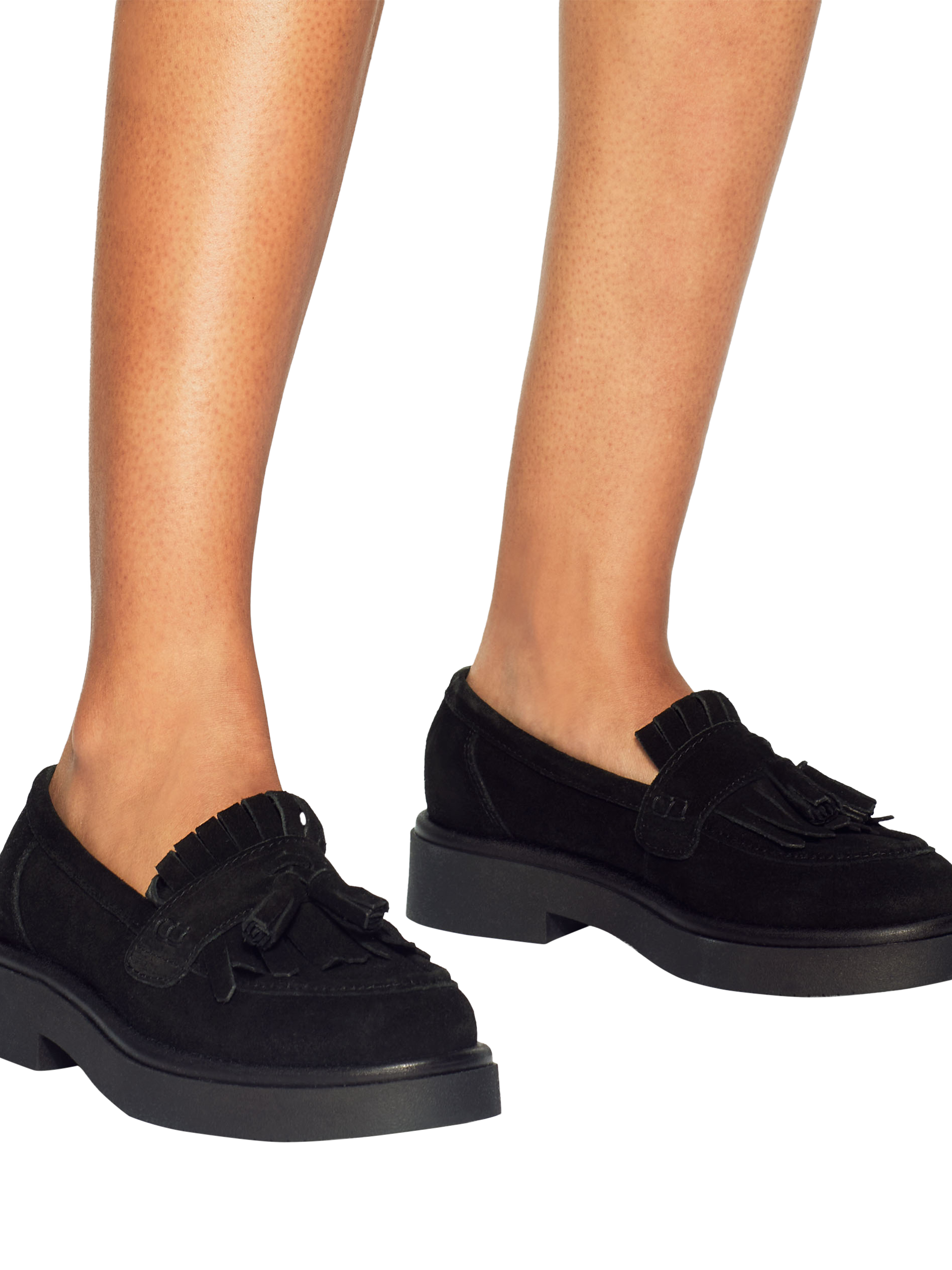 Product image 2 of 5, which shows KG Kurt Geiger Mylo Suede Round Toe Loafers, Black, 3