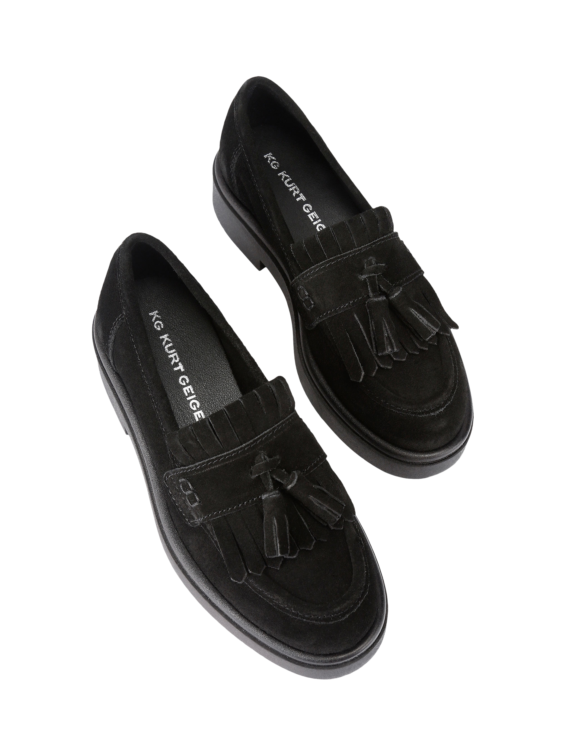 Product image 3 of 5, which shows KG Kurt Geiger Mylo Suede Round Toe Loafers, Black, 3