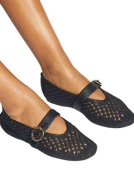 KG Kurt Geiger Noor Woven Ballerina Pumps - view 2, Black