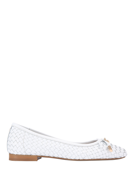KG Kurt Geiger Nora Woven Leather Ballerina Pumps, Putty