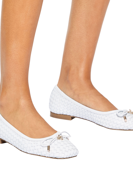 KG Kurt Geiger Nora Woven Leather Ballerina Pumps - view 2, Putty