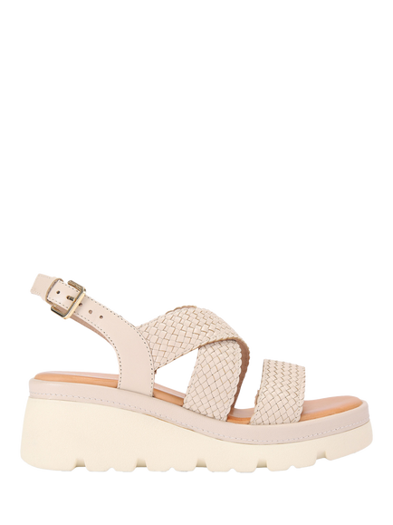KG Kurt Geiger Perrie Woven Leather Chunky Espadrille Sandals, Putty, Putty