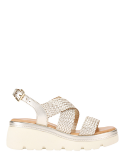 KG Kurt Geiger Perrie Woven Leather Chunky Espadrille Sandals, Gold, Gold