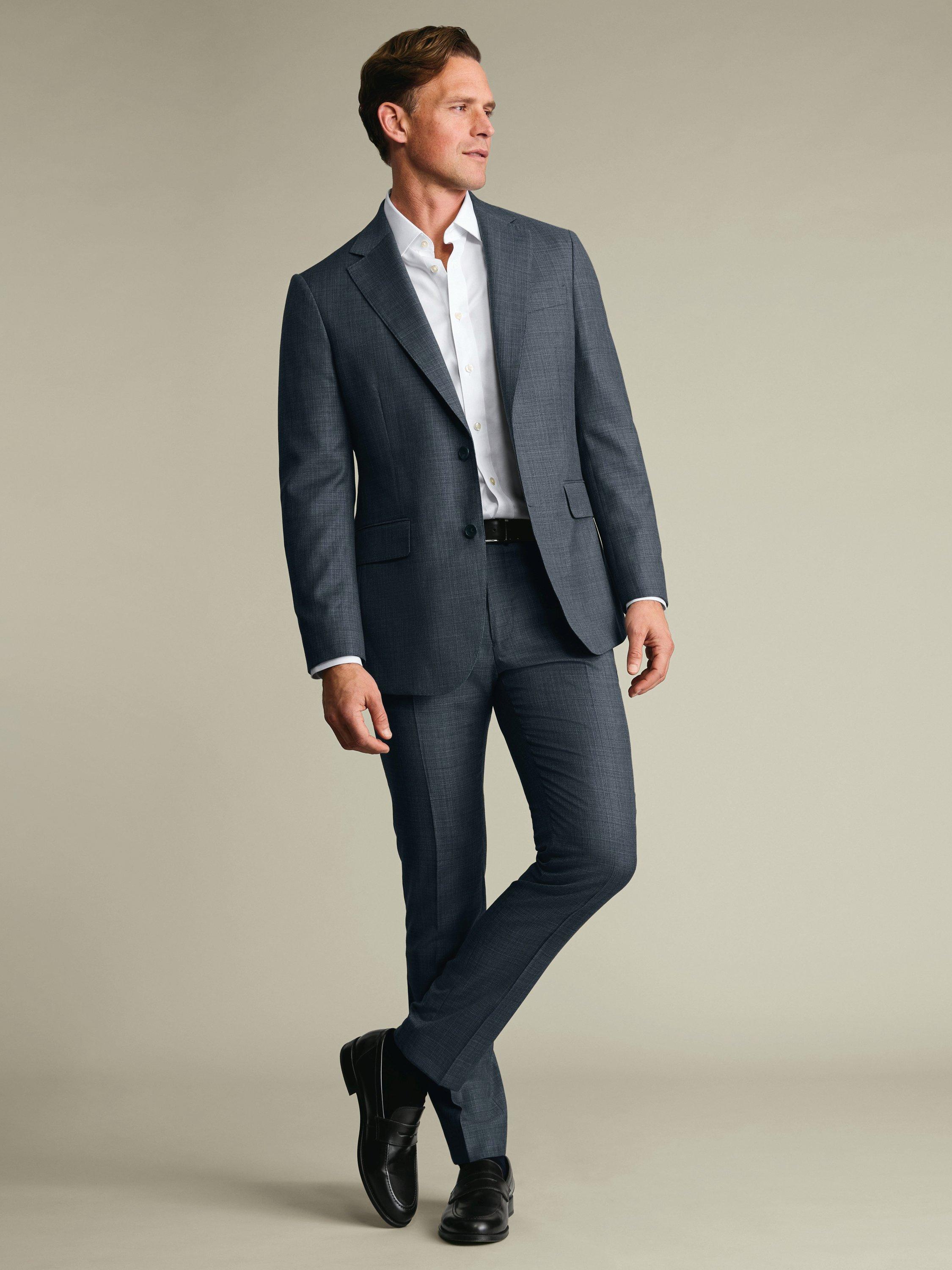 Product image 2 of 4, which shows Charles Tyrwhitt Slim Fit Wool Suit Trousers, Graphite Grey, 30S