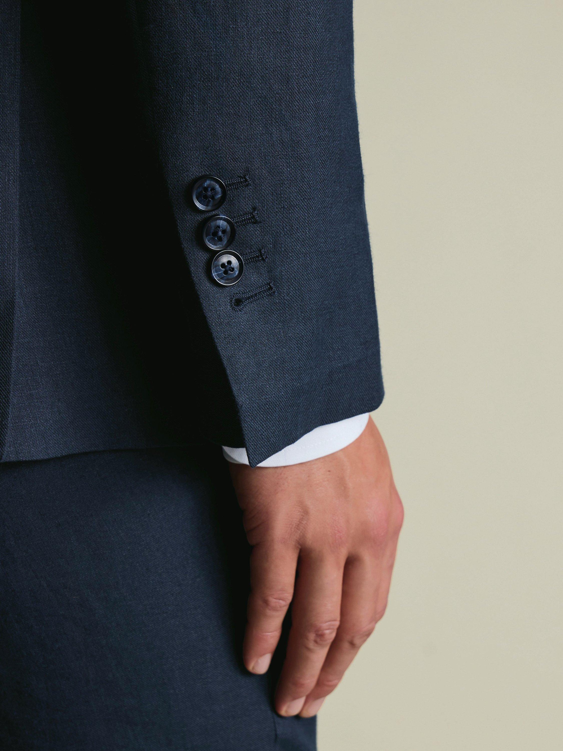 Product image 2 of 5, which shows Charles Tyrwhitt Regular Fit Linen Suit Jacket, Navy, 36R