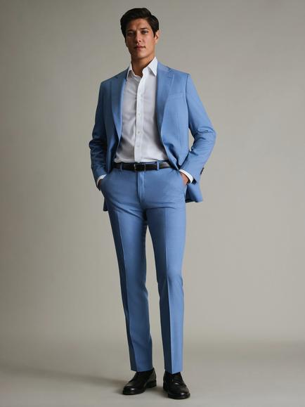 Charles Tyrwhitt Slim Fit Wool Suit Trousers, Light Blue - view 2, Light Blue