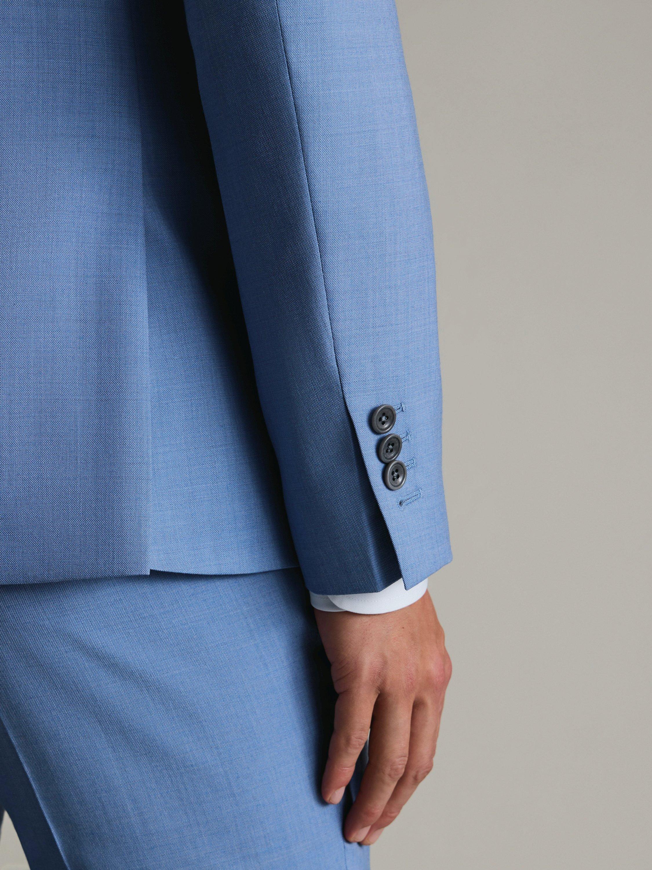 Product image 3 of 5, which shows Charles Tyrwhitt Double Breasted Wool Suit Jacket, Light Blue, 36R