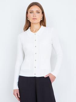 Yumi Collar Ribbed Cardigan, Ivory