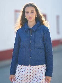Yumi Quilted Denim Chambray Jacket, Blue, Blue