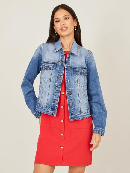 Yumi Stretch Denim Jacket, Blue, Blue