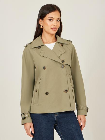 Yumi Double Breasted Trench Jacket, Green