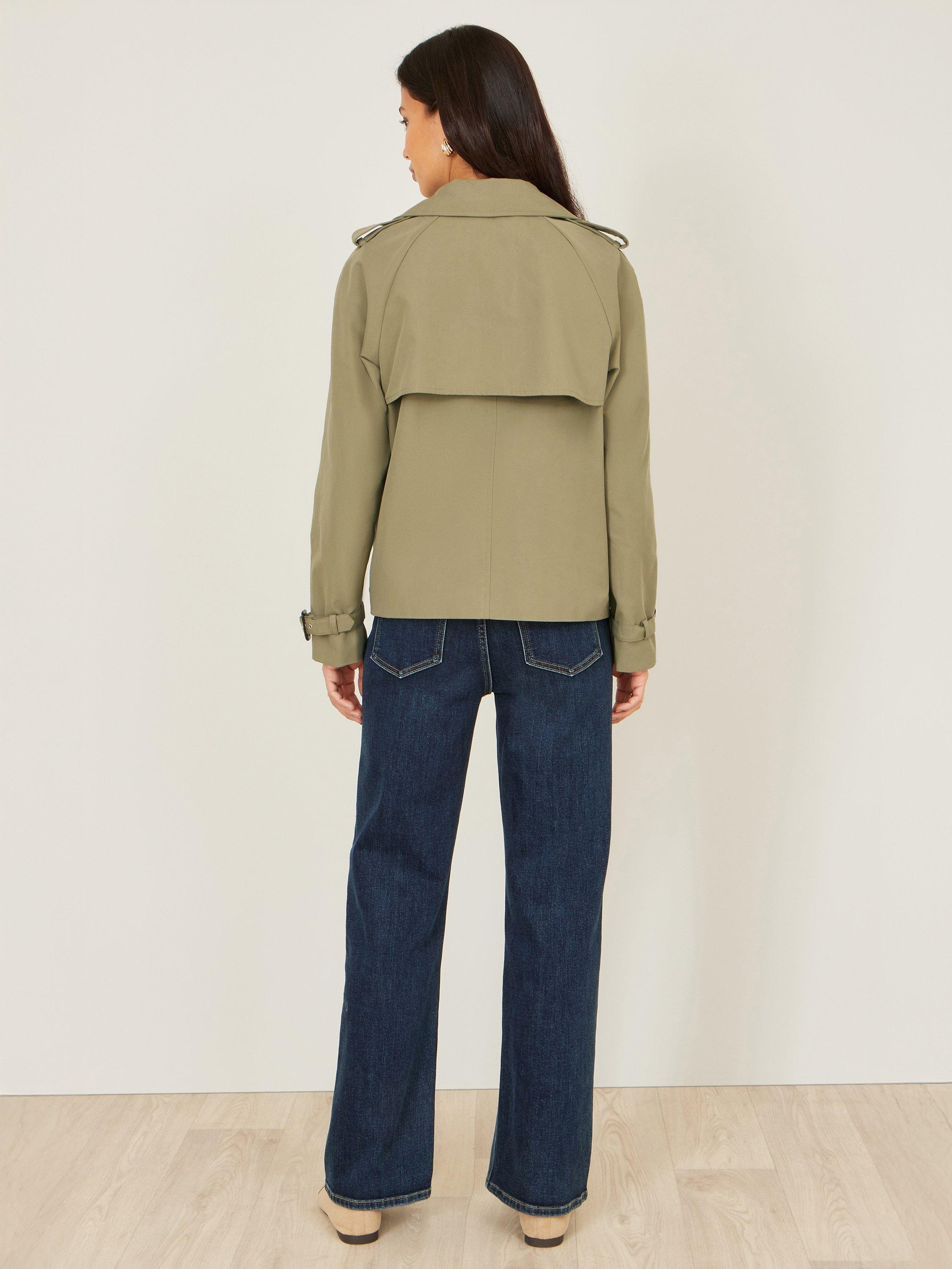 Product image 5 of 5, which shows Yumi Double Breasted Trench Jacket, Green, 8