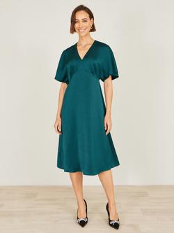 Yumi Kimono Satin Midi Dress - view 2, Green