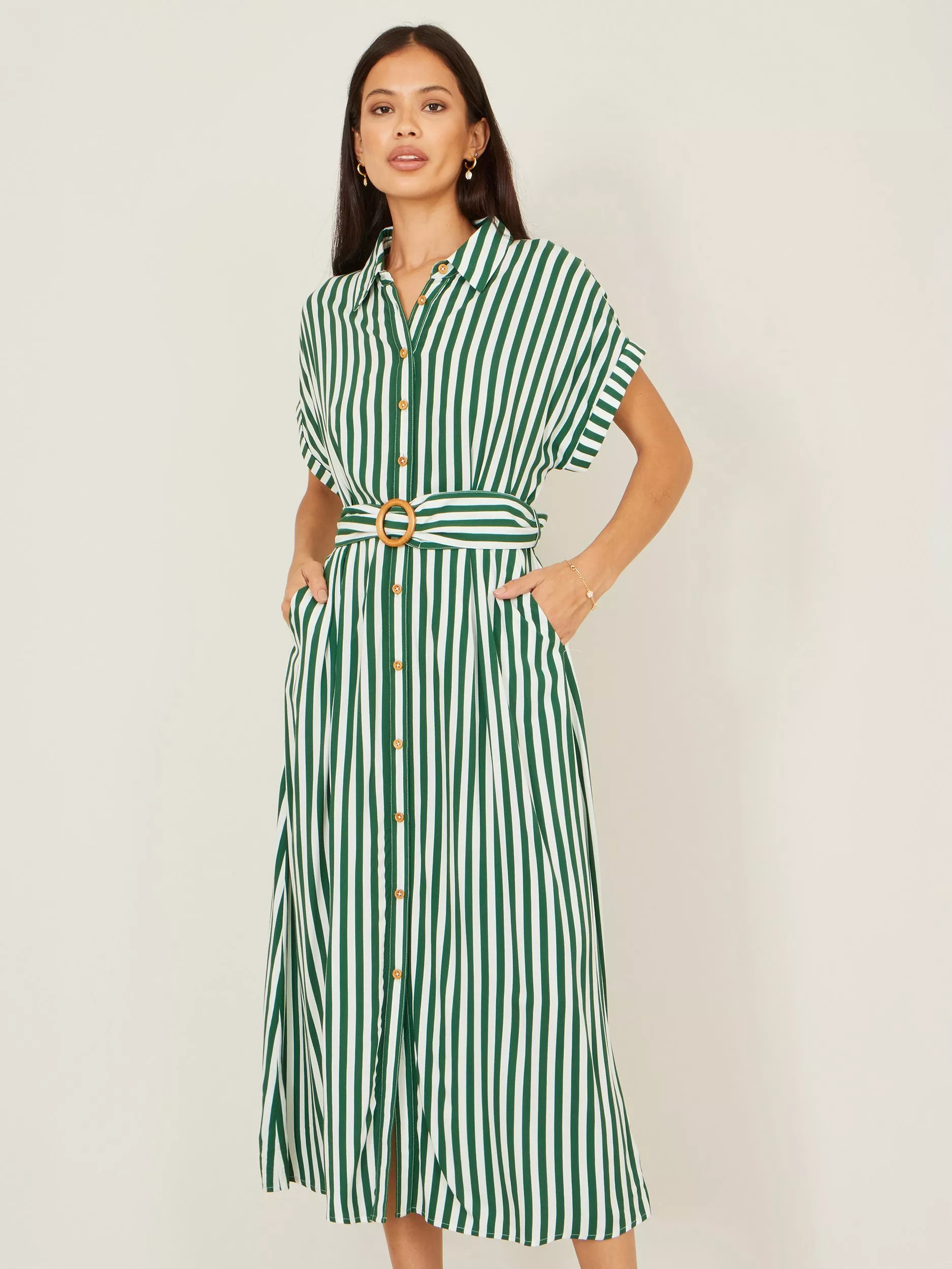 green striped dresses Green and White Stripe Sienna Dress