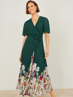 Yumi Floral Wrap Dress, Green/Multi