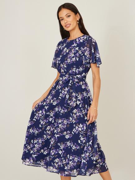 Yumi Floral Blossom Midi Dress, Navy/Multi