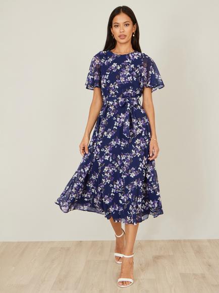 Yumi Floral Blossom Midi Dress - view 2, Navy/Multi