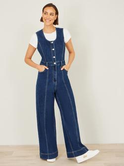 Yumi Stretch Denim Jumpsuit, Blue, Blue