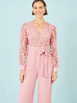 Yumi Floral Applique Jumpsuit, Pink - view 2, Pink
