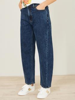 Yumi Relaxed Barrel Leg Jeans, Blue - view 2, Blue