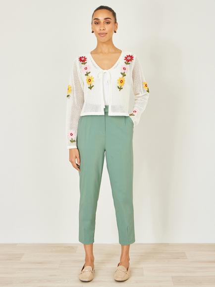 Yumi Tailored Capri Trousers, Green
