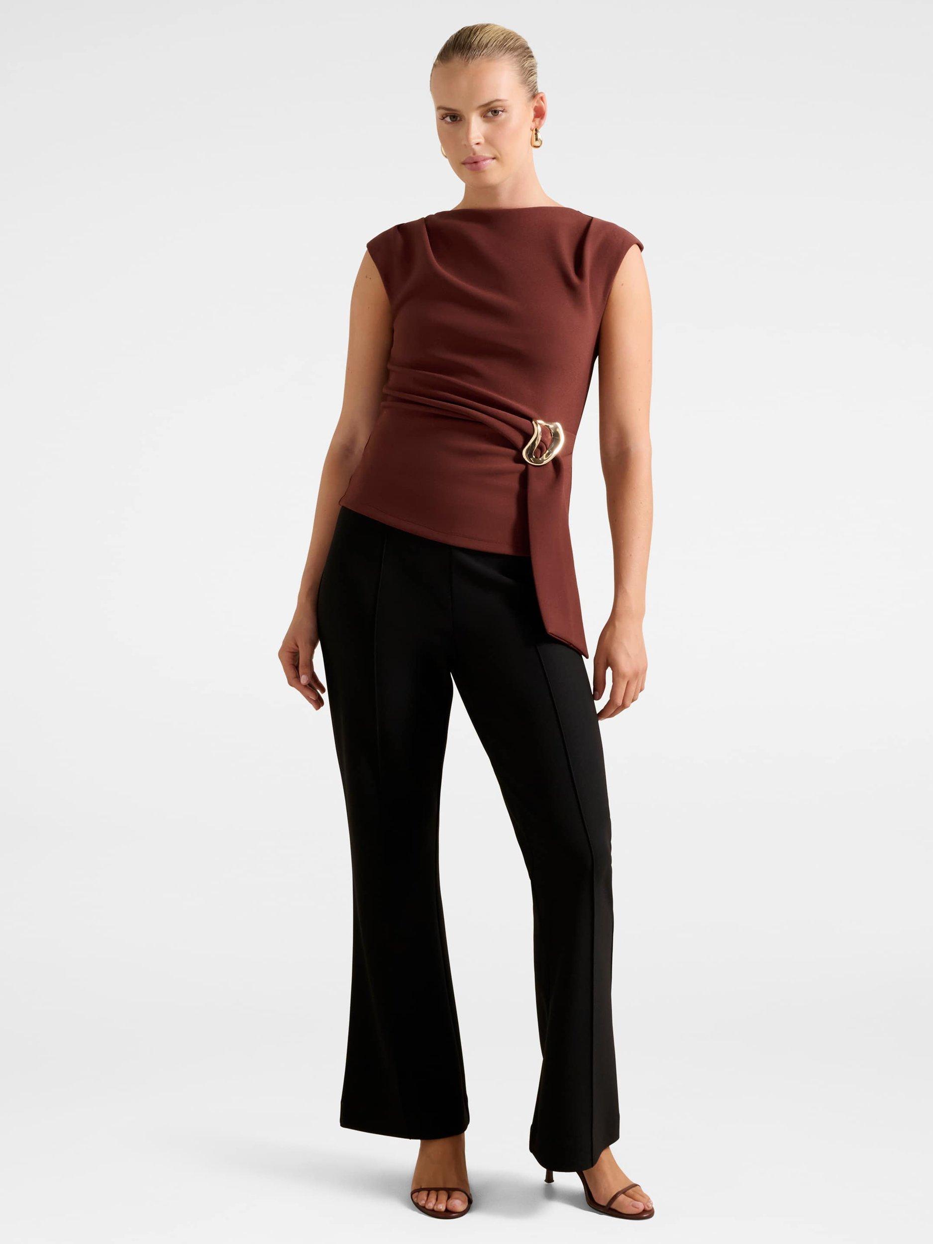 Product image 5 of 5, which shows Forever New Serena Hardware Detail Top, Terracotta, L