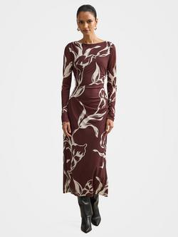 Forever New Petite Ally Floral Midi Dress, Sable Moselle, Sable Moselle