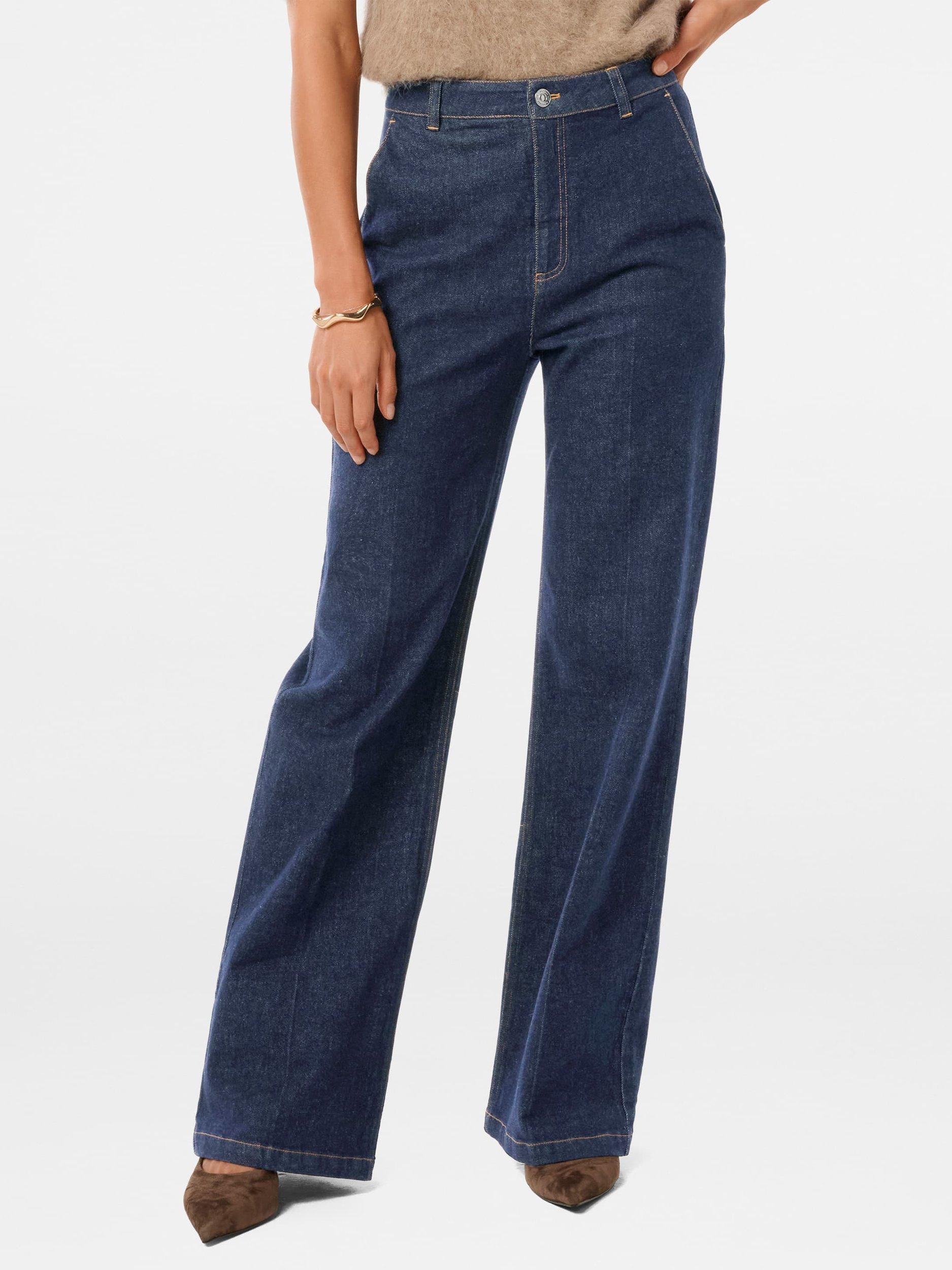 Product image 1 of 5, which shows Forever New Harper Wide Leg Jeans, Dark Wash, 4