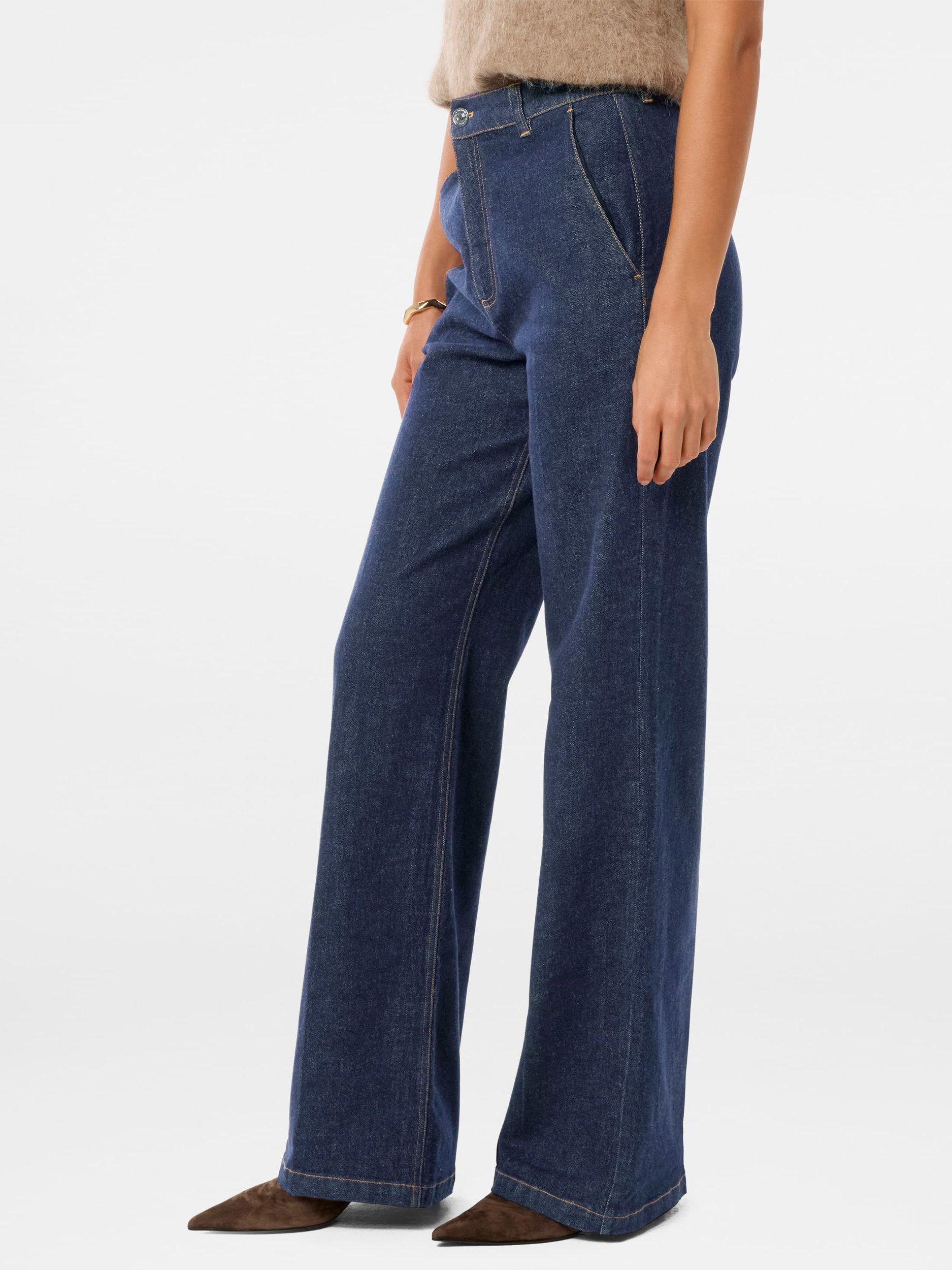 Product image 3 of 5, which shows Forever New Harper Wide Leg Jeans, Dark Wash, 4