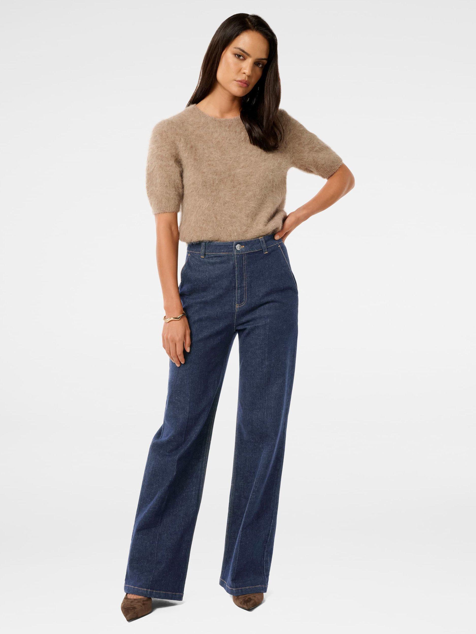 Product image 5 of 5, which shows Forever New Harper Wide Leg Jeans, Dark Wash, 4