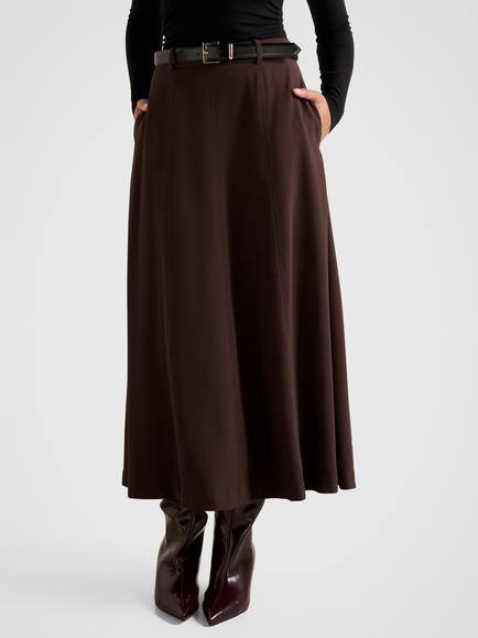 Forever New Celine Belted Midi Skirt, Chocolate, Chocolate