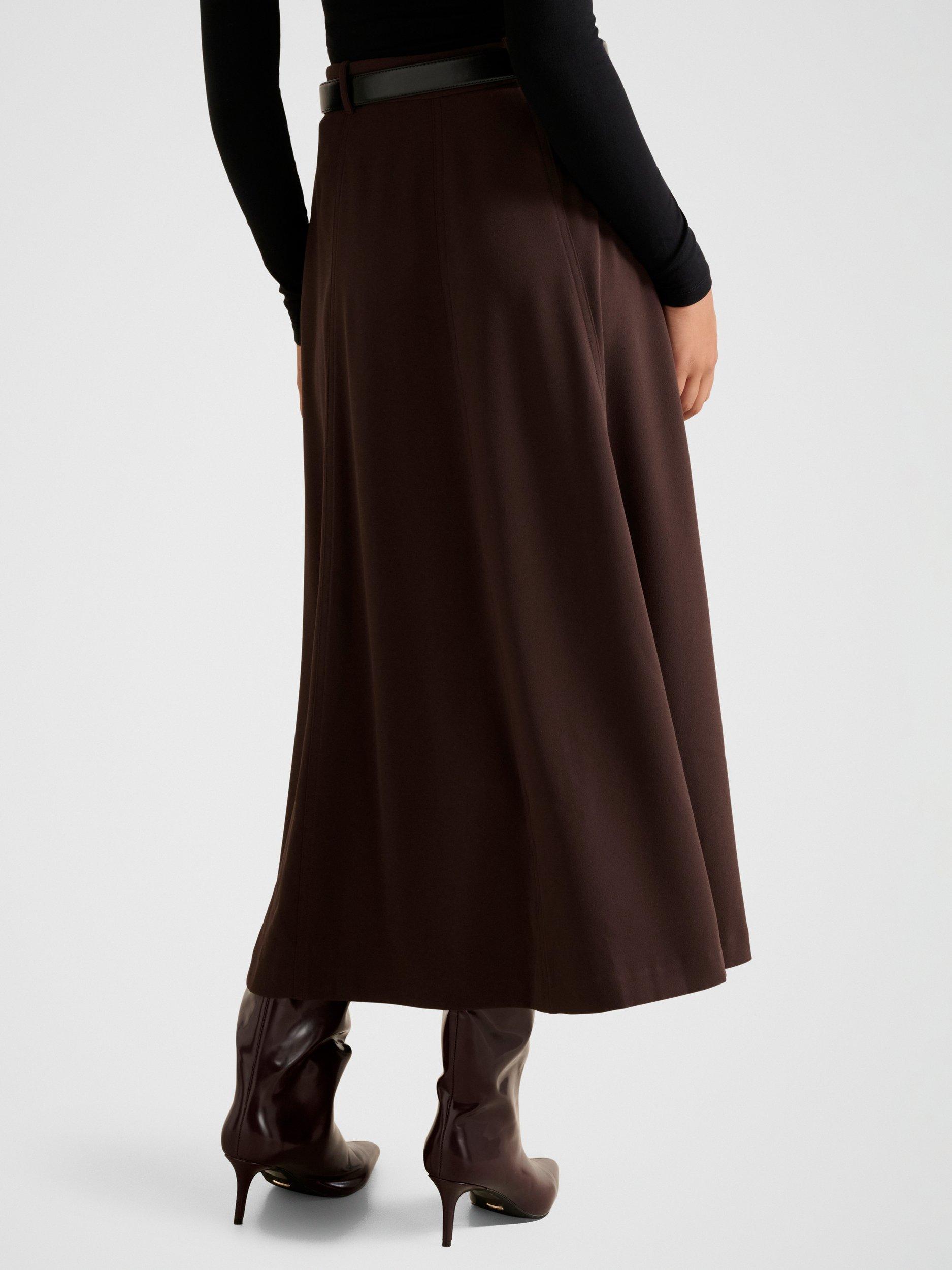 Product image 2 of 5, which shows Forever New Celine Belted Midi Skirt, Chocolate, 4