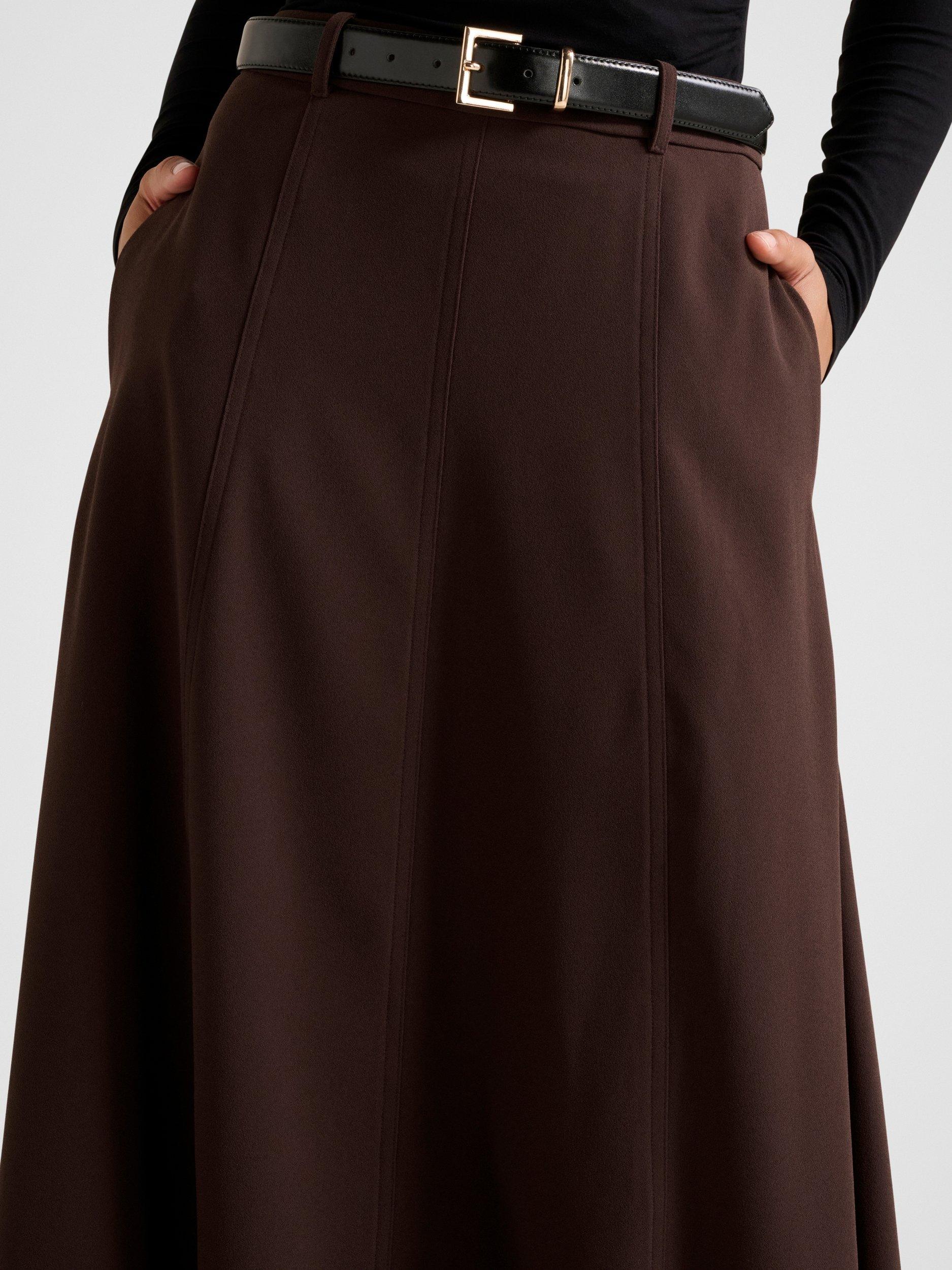 Product image 4 of 5, which shows Forever New Celine Belted Midi Skirt, Chocolate, 4
