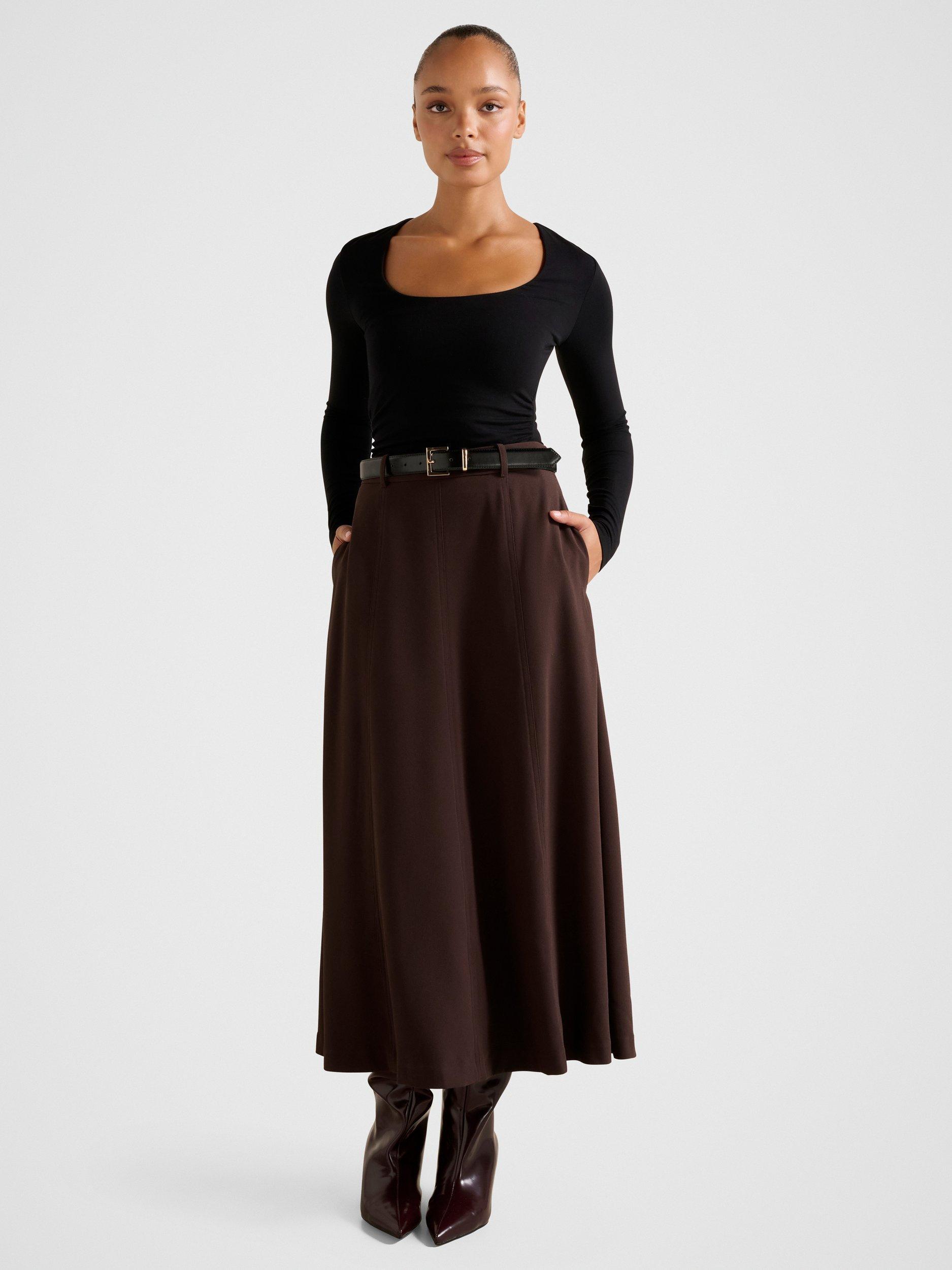 Product image 5 of 5, which shows Forever New Celine Belted Midi Skirt, Chocolate, 4