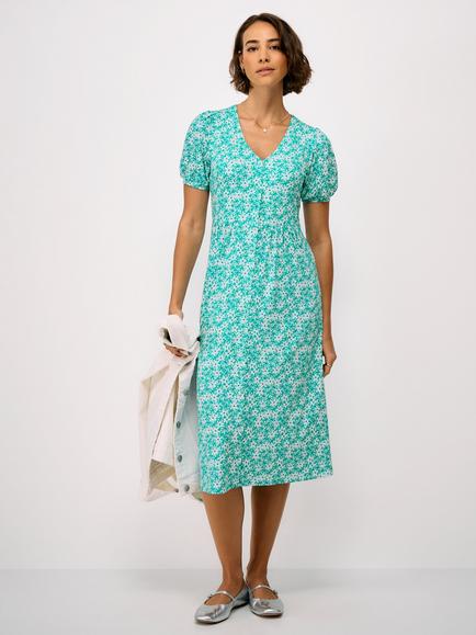 Crew Clothing Kiki Floral Shirt Dress containing LENZING™ ECOVERO™ Viscose, Turquoise/White