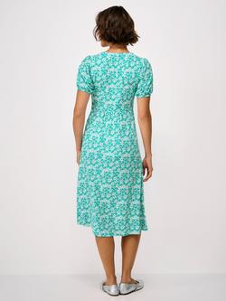 Crew Clothing Kiki Floral Shirt Dress containing LENZING™ ECOVERO™ Viscose, Turquoise/White - view 2, Turquoise/White