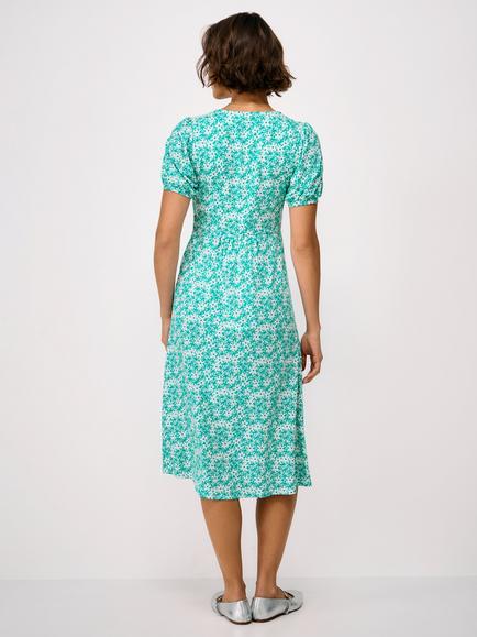 Crew Clothing Kiki Floral Shirt Dress containing LENZING™ ECOVERO™ Viscose - view 2, Turquoise/White