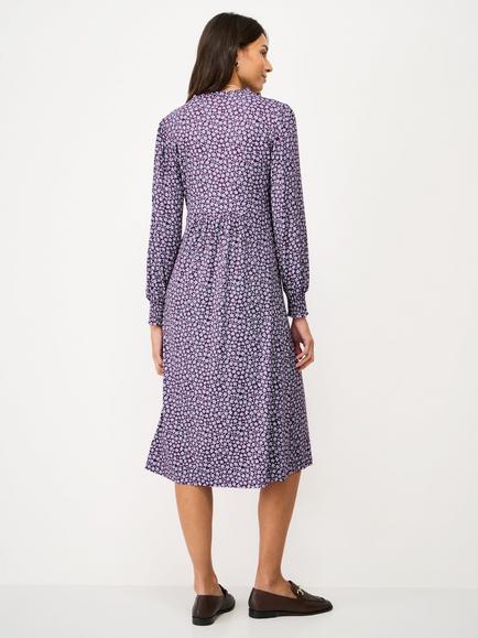 Crew Clothing Marcella Dity Daisy Print Tea Dress, Plum - view 2, Plum